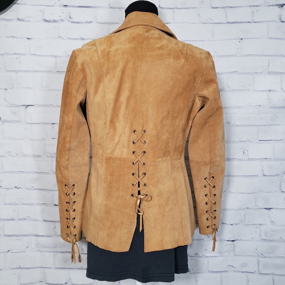 Cyle & Chloe Leather Jacket Lace Up Back Size Small - Picture 5 of 10